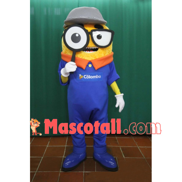 Port Inspector Holding Magnifier Mascot Costume
