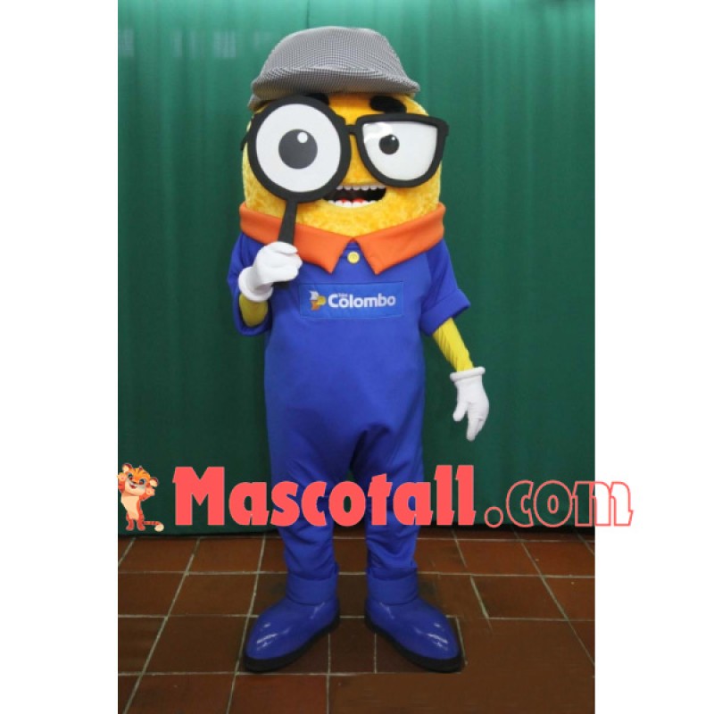 Port Inspector Holding Magnifier Mascot Costume