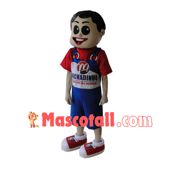 Lively Boy Wearing Ring Overalls Mascot Costume