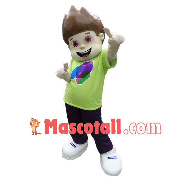 Delightful Boy In The Green Shirt Mascot Costume