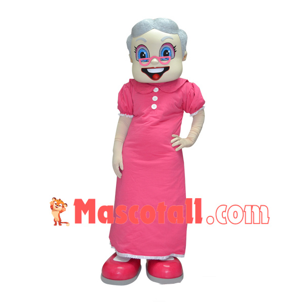 Elderly Woman Wearing Formal Suit Mascot Costume