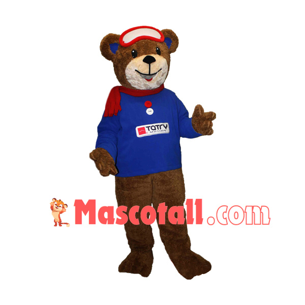 Teddy Bear In The Button Shirt Mascot Costume