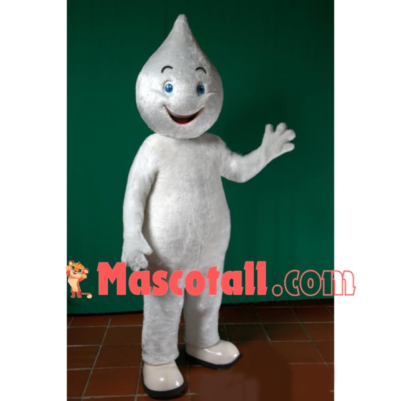 Adult Cartoon Soft White Raindrop Mascot Costume