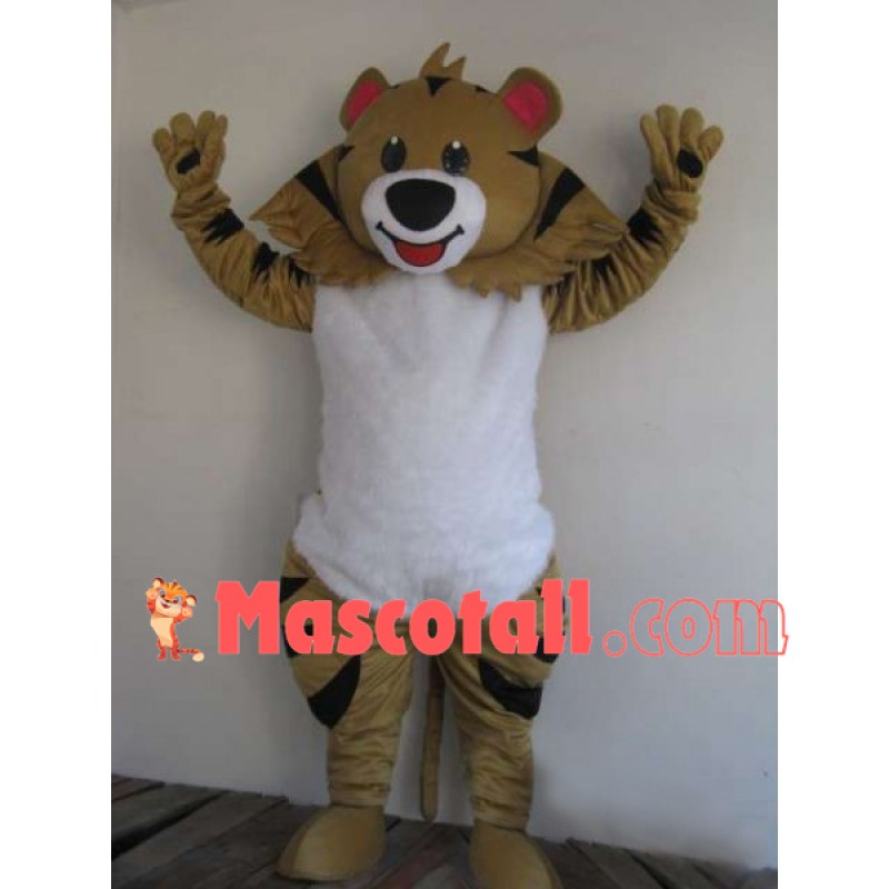 Cheering Tiger With Soft Belly Mascot Costume