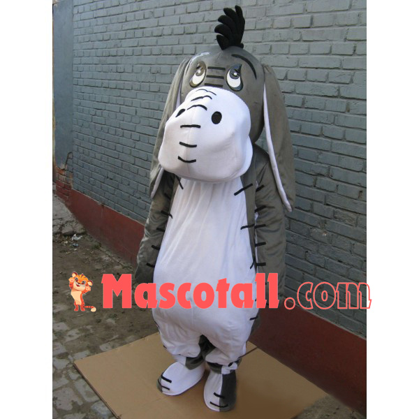 Thinking The Gray Stupid Donkey Mascot Costume