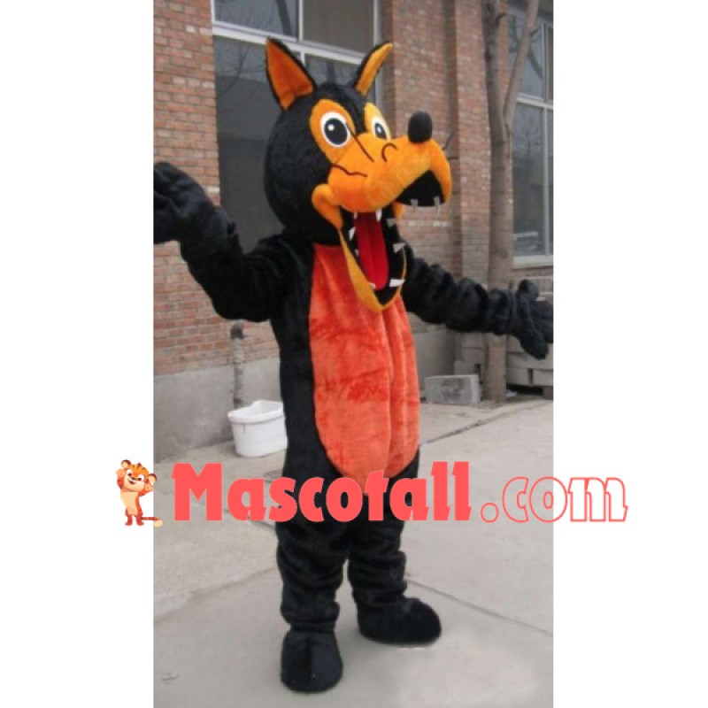 Adult Sharp Teeth Black Wolf Mascot Costume