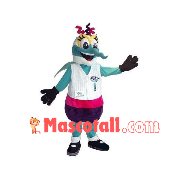 Lake Blue Bee With Curly Hair Mascot Costume
