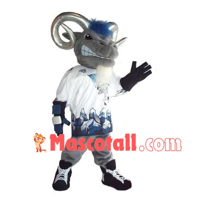 Silver Horned Forceful Antelope Mascot Costume