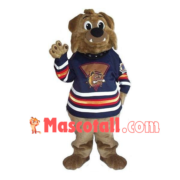 Fan Bulldog Wearing Jersey Mascot Costume