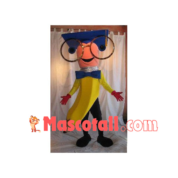 Doctor Crooked Yellow Pencil Mascot Costume