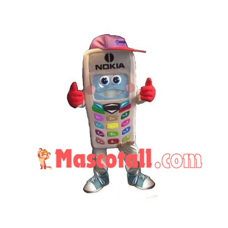 Old Version Phone With Colored Buttons Mascot Costume