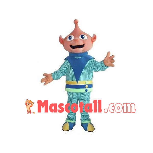 Polite Alien With Pointed Head Mascot Costume