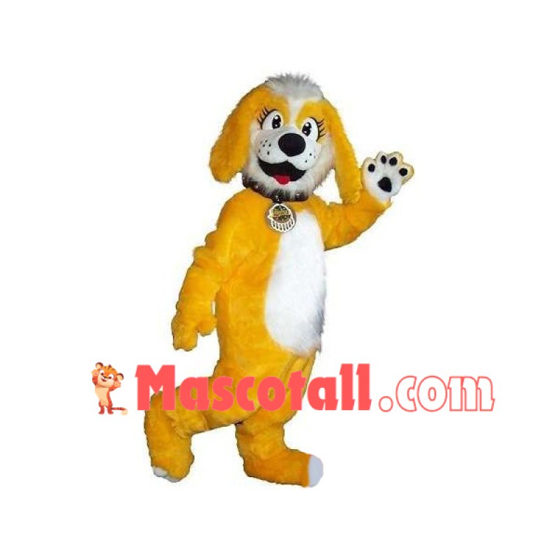 Walking Version of Yellow Pet Dog Mascot Costume