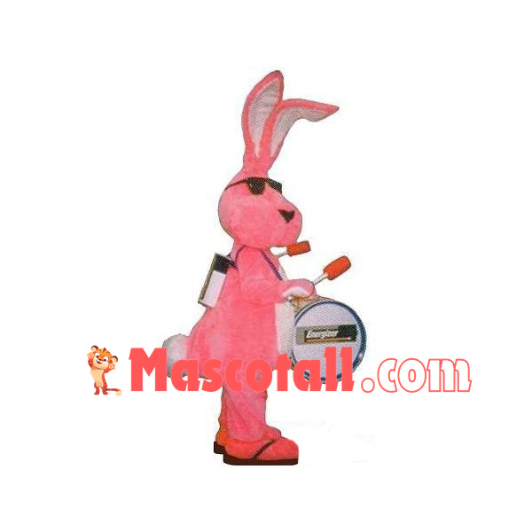 Electronic Drum Player The Pink Rabbit Mascot Costume