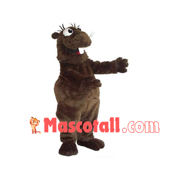 Giant Groundhog With Long Eyelashes Mascot Costume