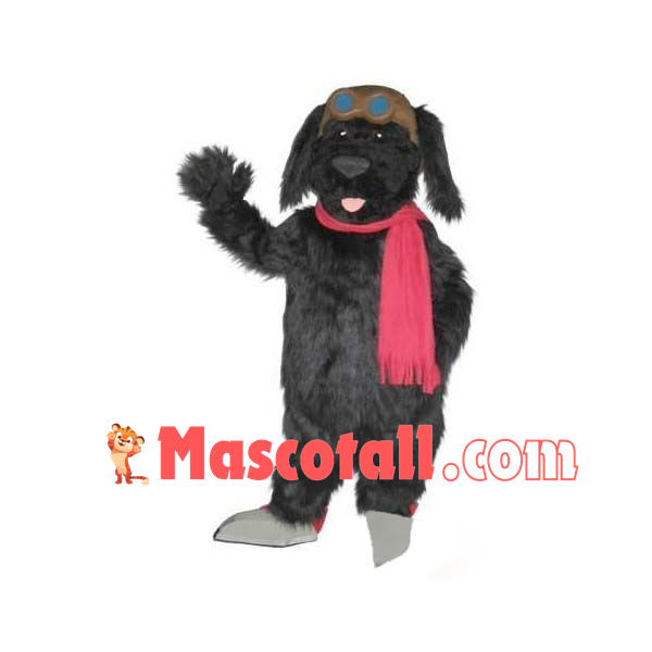 Black Furry Dog Mascot Costume For Ski Facility
