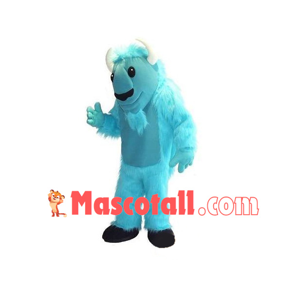 Scary Look Sky Blue Hairy Monster Mascot Costume