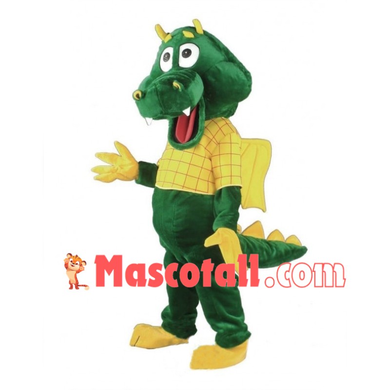 Green Dragon Mascot Adult Costume 