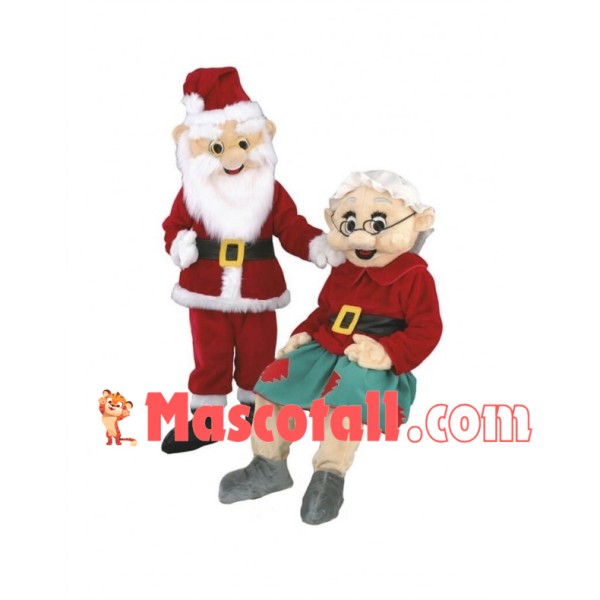 Happy Santa & Mrs. Santa Mascot Costume 