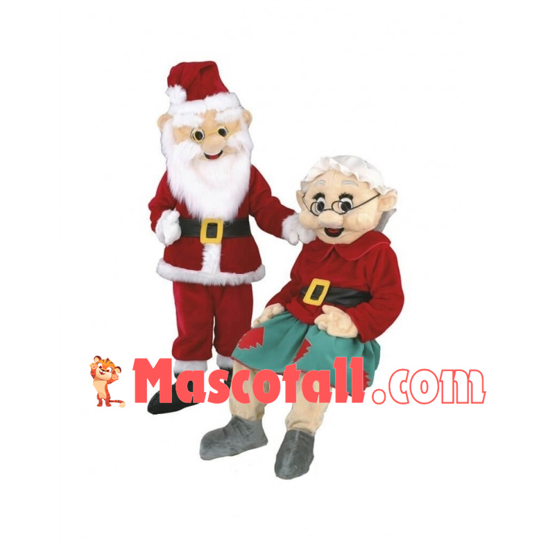 Happy Santa & Mrs. Santa Mascot Costume 