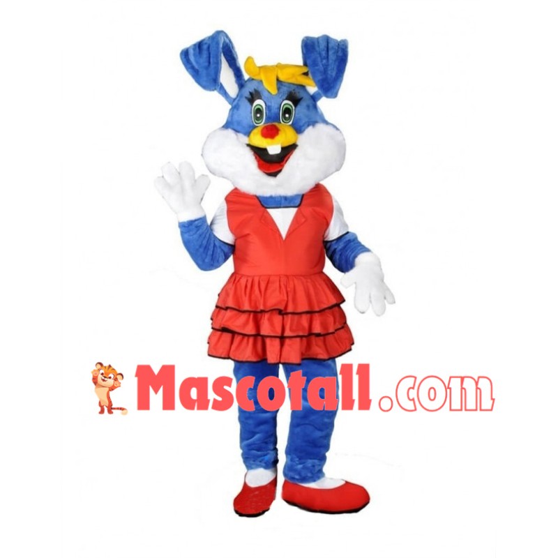 Lovely Dance Girl Blue Bunny Mascot Adult Costume 