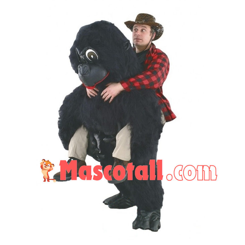 Carry Me Ride On Black Gorilla Long Fur Costume Animal Funny Pants Novelty