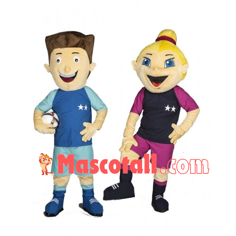 Laughing Active Footballers Mascot Costume