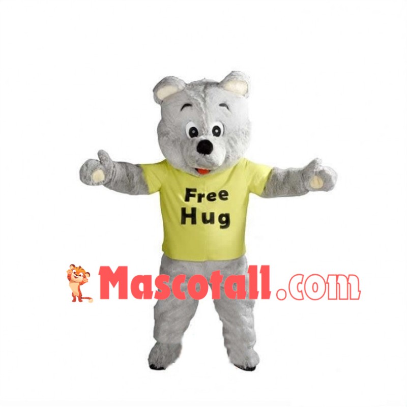 Lovely Grey Teddy Bear Mascot Costume 