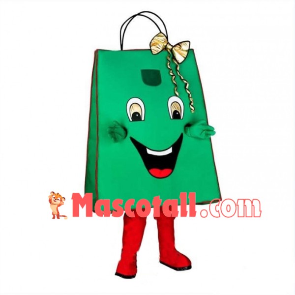 Deluxe Cartoon Green Gift Bag With Bow Mascot Costume 