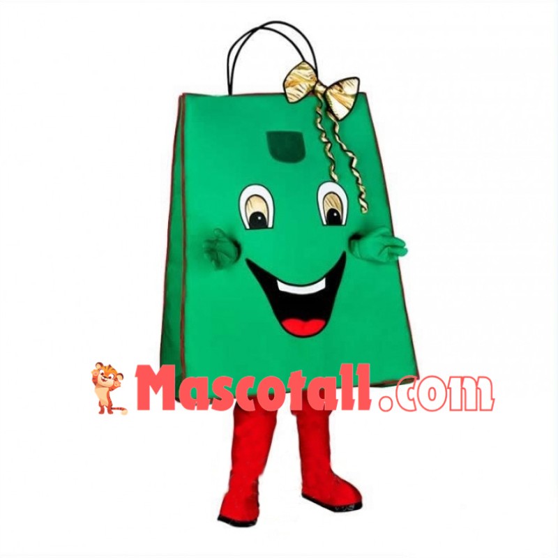 Deluxe Cartoon Green Gift Bag With Bow Mascot Costume 
