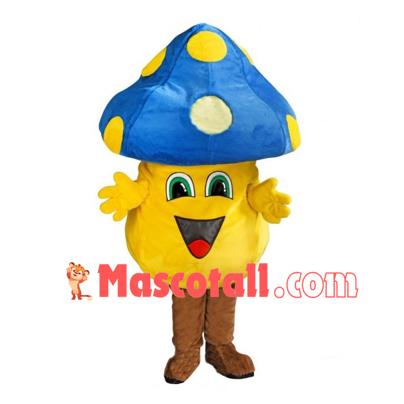Adult Cartoon Blue Mushroom Mascot Costume 