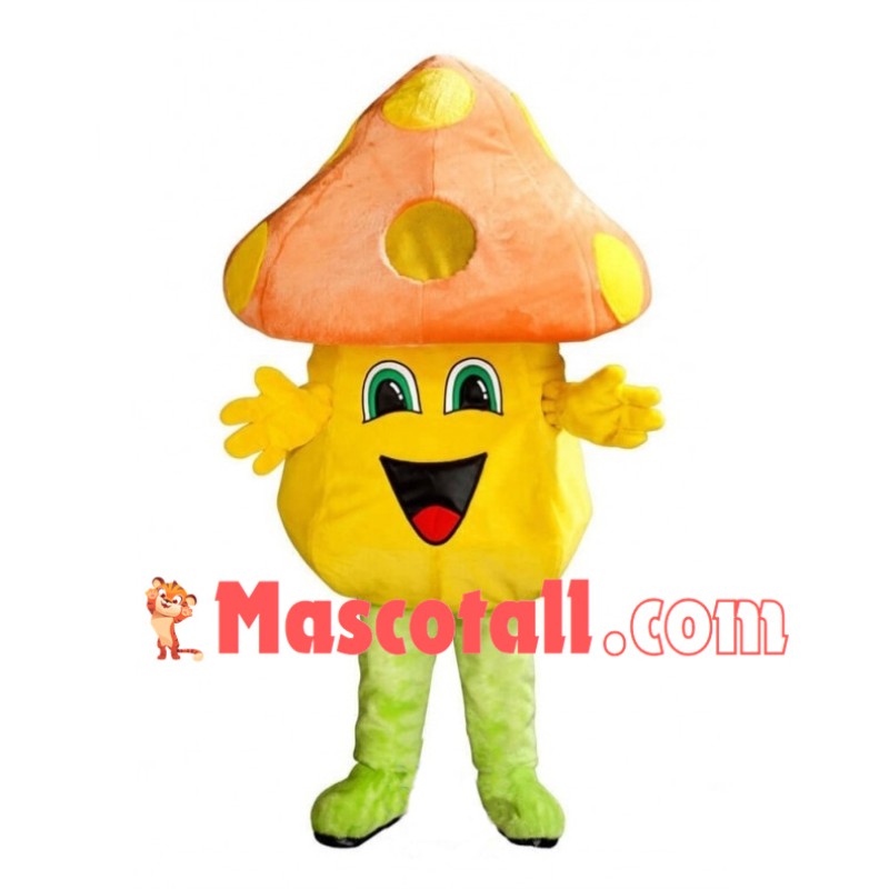 Adult Cartoon Orange Mushroom Mascot Costume 