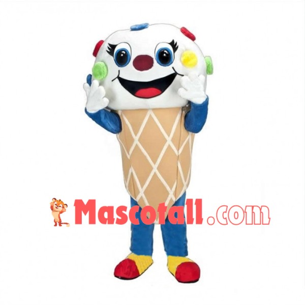 Deluxe Cartoon Ice Cream Cone Cupcake Mascot Costume 