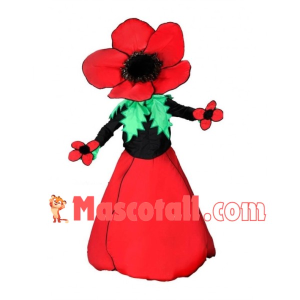 Red Flower Mascot Adult Costume	
