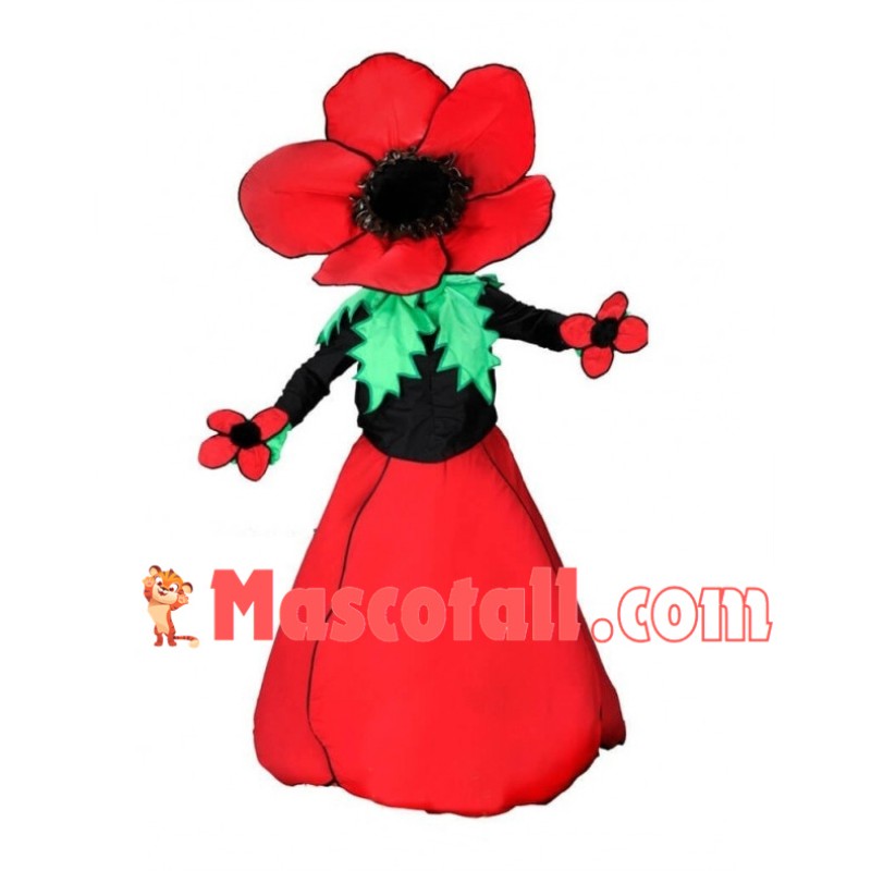 Red Flower Mascot Adult Costume	