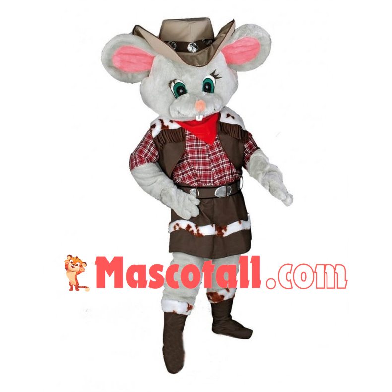 Cowgirl Grey Mouse Mascot Adult Costume	