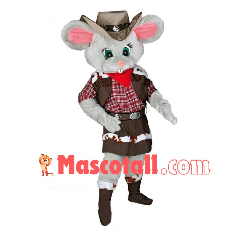 Cowgirl Grey Mouse Mascot Adult Costume	