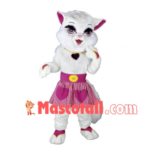 Lovely Beautiful White Cat Girl Mascot Costume 