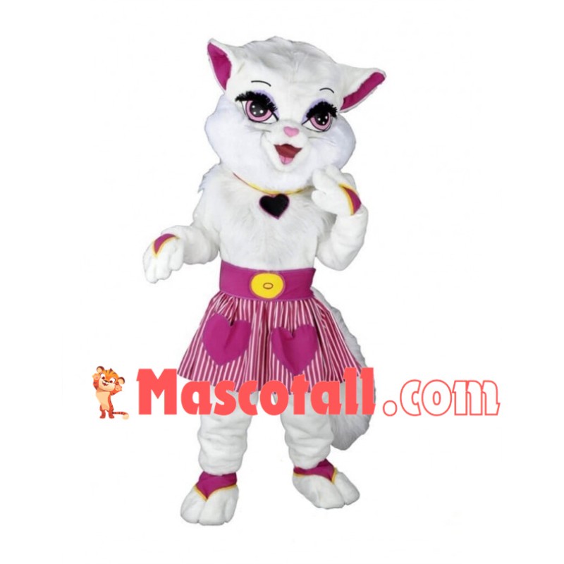 Lovely Beautiful White Cat Girl Mascot Costume 