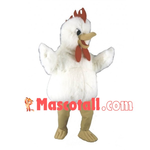 White Rooster Long Plush Mascot Costume 