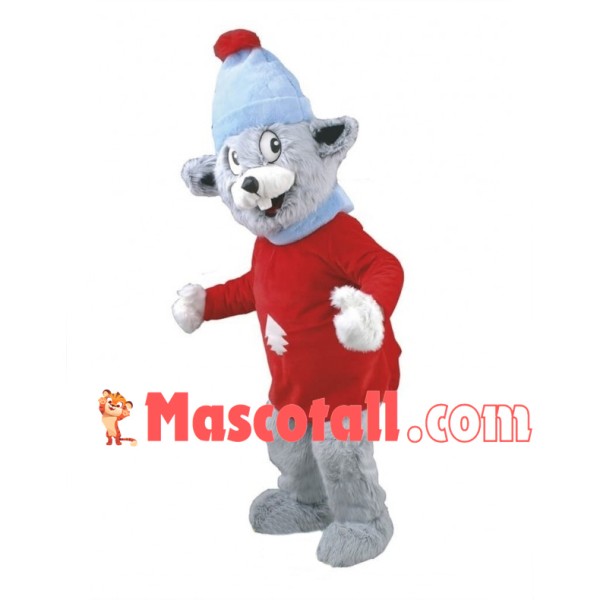 Happy Gray Mouse Long Fur Mascot Costume Fancy Dress Outfit