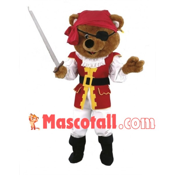 Lovely Pirate Brown Bear Mascot Costume 