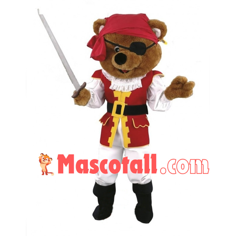 Lovely Pirate Brown Bear Mascot Costume 