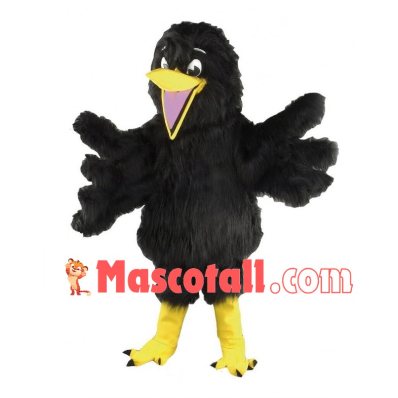 Screaming Raven Long Fur Mascot Costume 