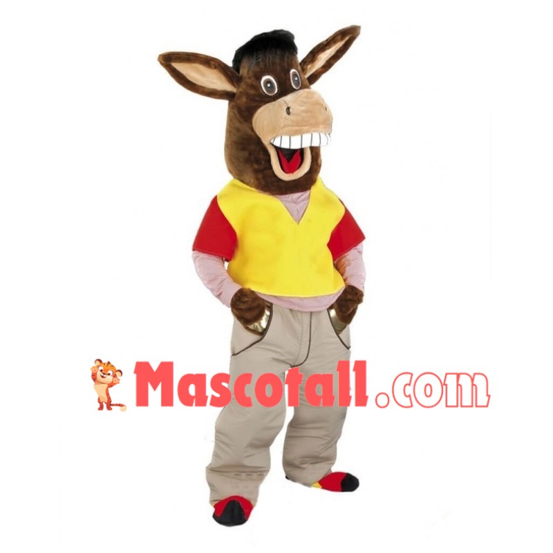 Happy Donkey Mascot Costume Fancy Dress Outfit