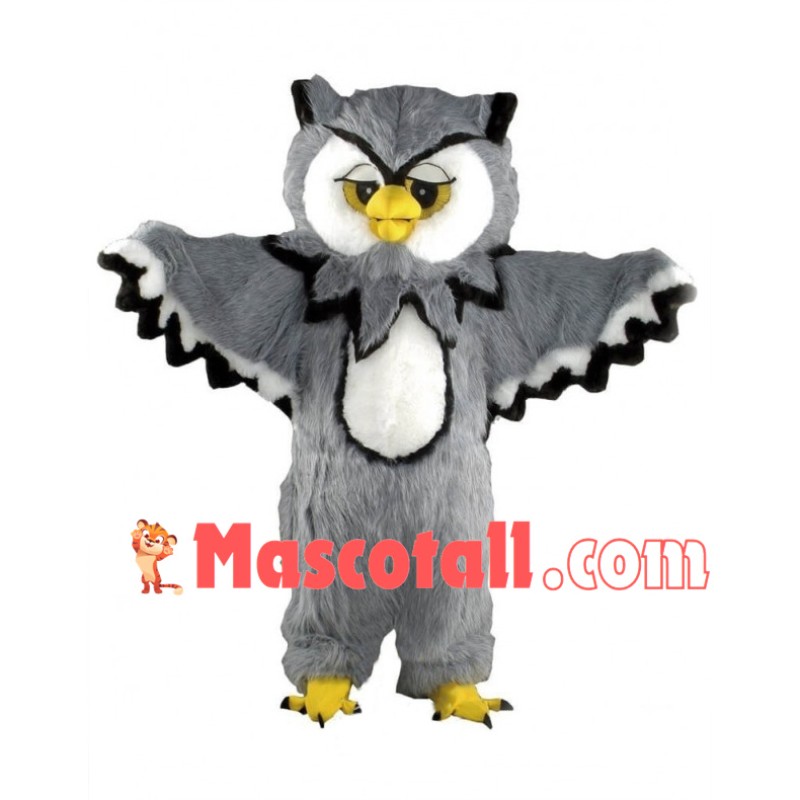 Grey Owl Long Fur Mascot Costume