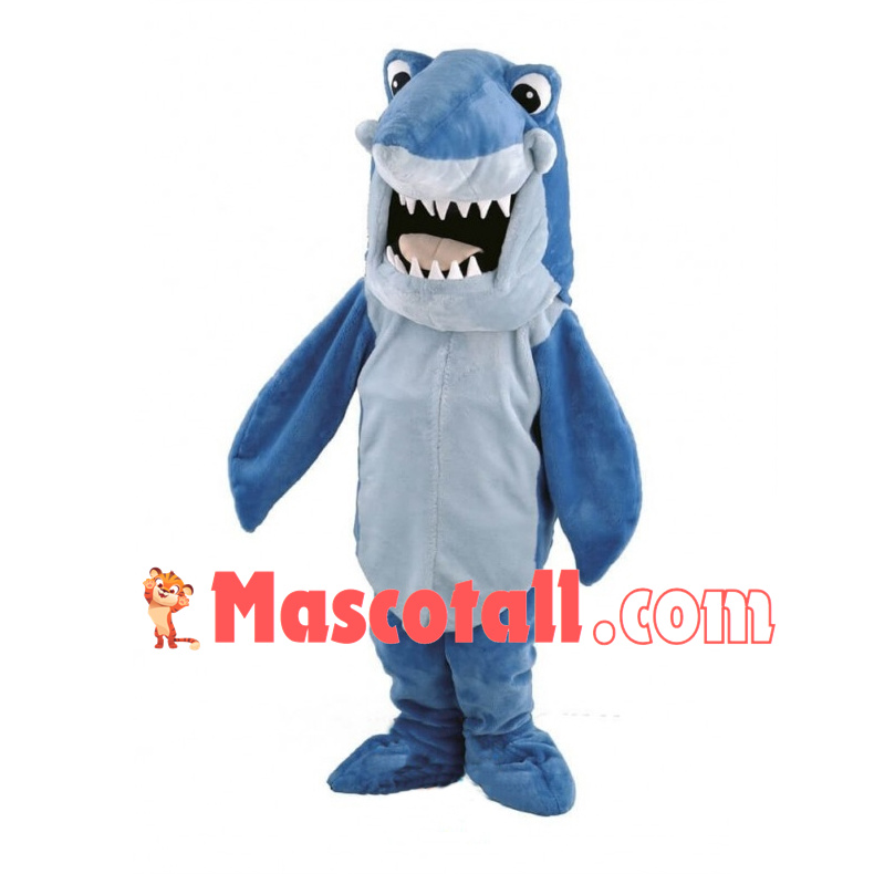 Fierce Blue Shark Mascot Adult Costume