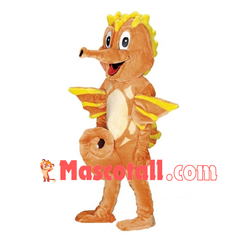 Orange Seahorse Mascot Adult Costume