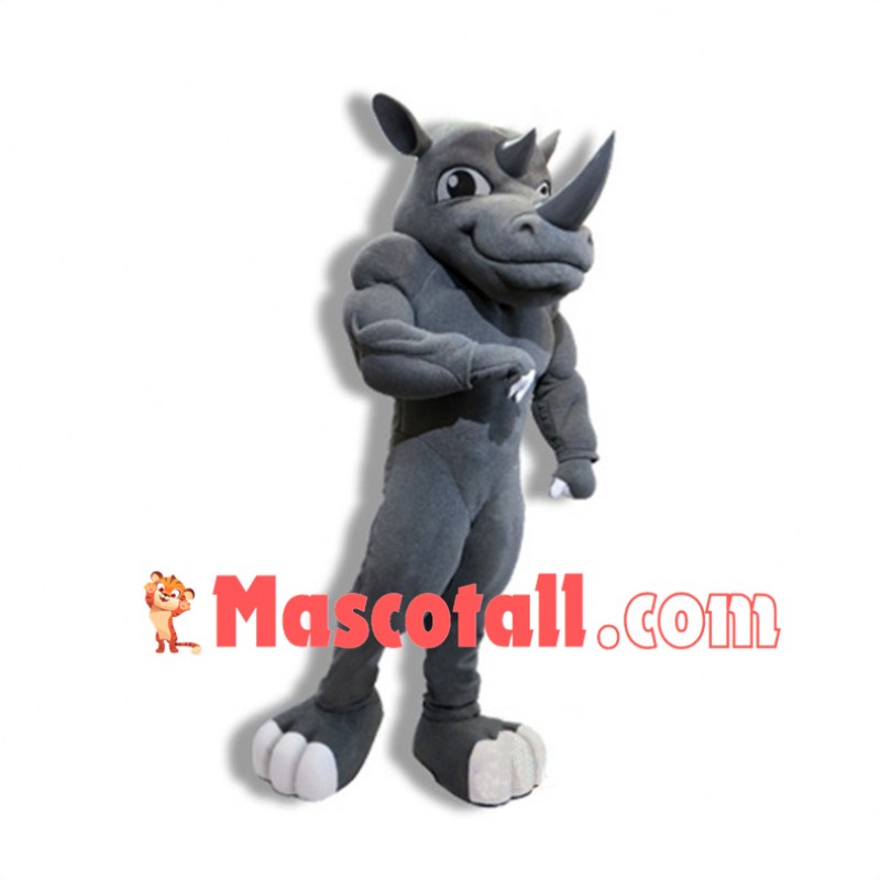 Sports Grey Rhino Mascot Costume 