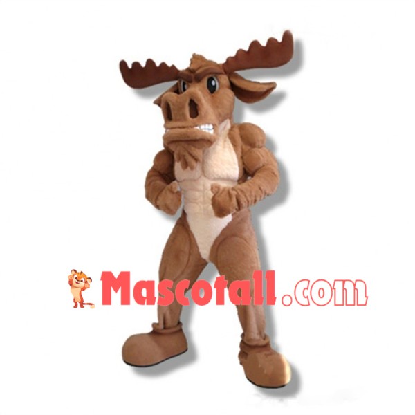 Fierce Power Brown Moose Academy Mascot Costume 